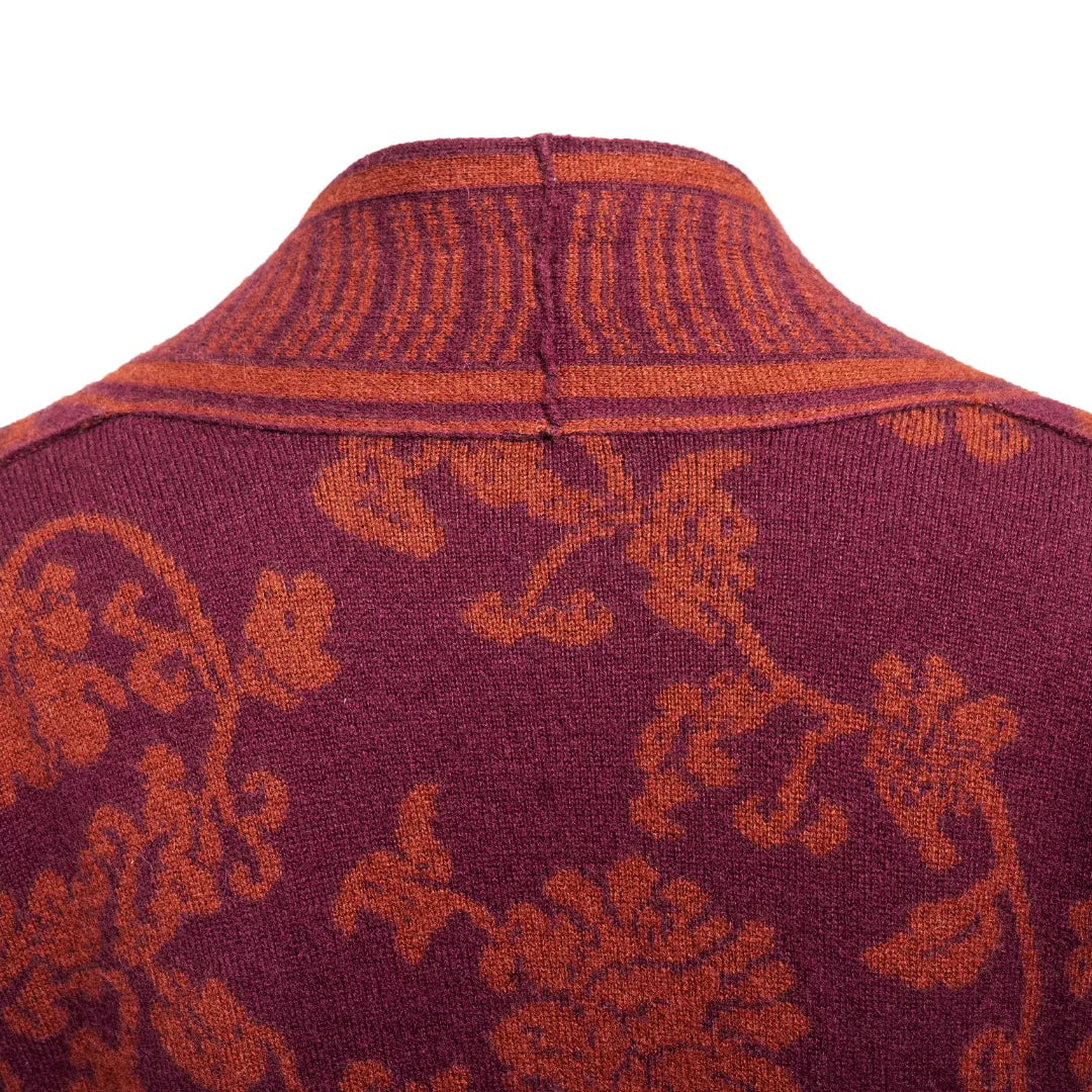 Luxury 1175g Red Lotus Cashmere Robe Coat-25ZX2525-1
