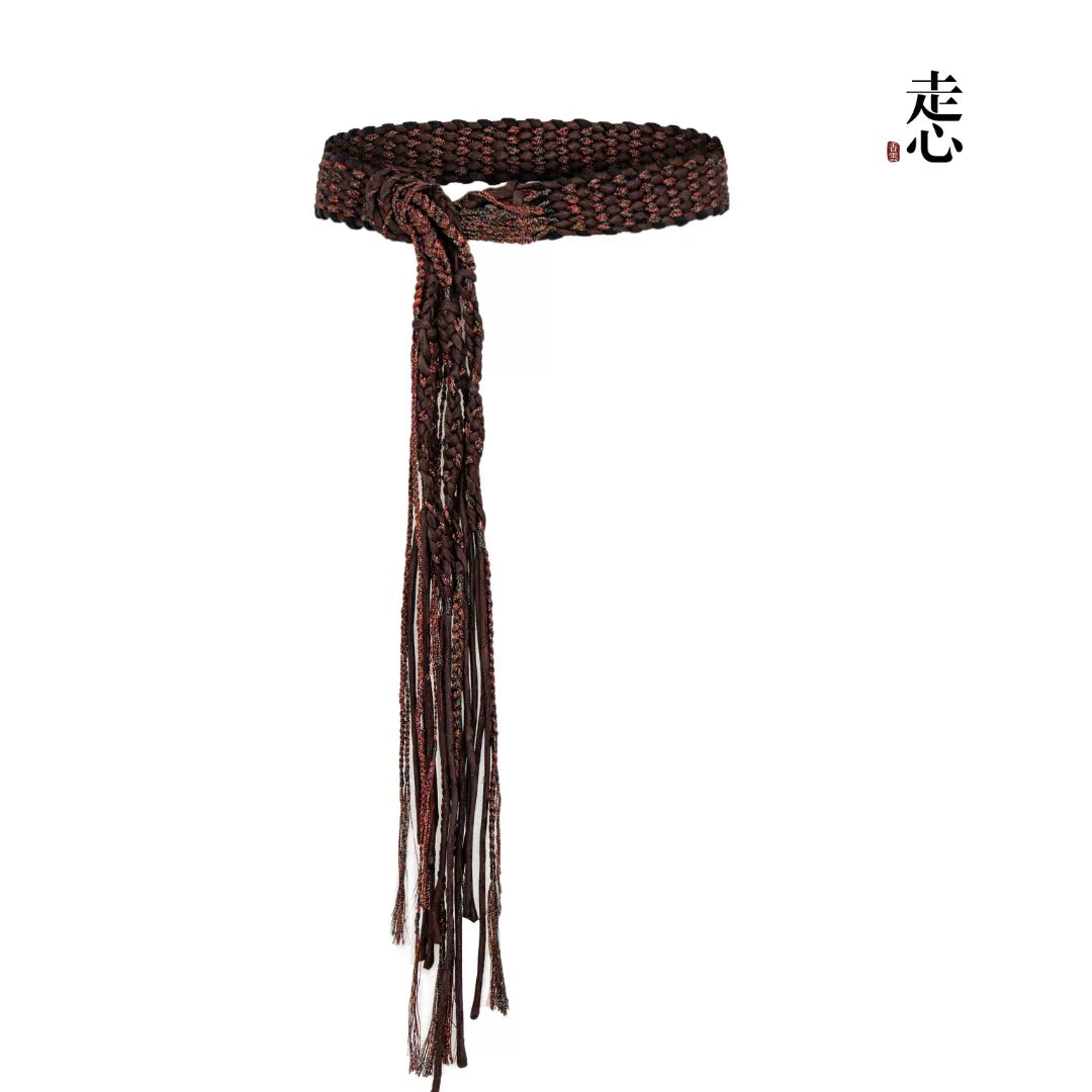 Luxury Hand-Braided Silk Tassel Belt-26ZDG701