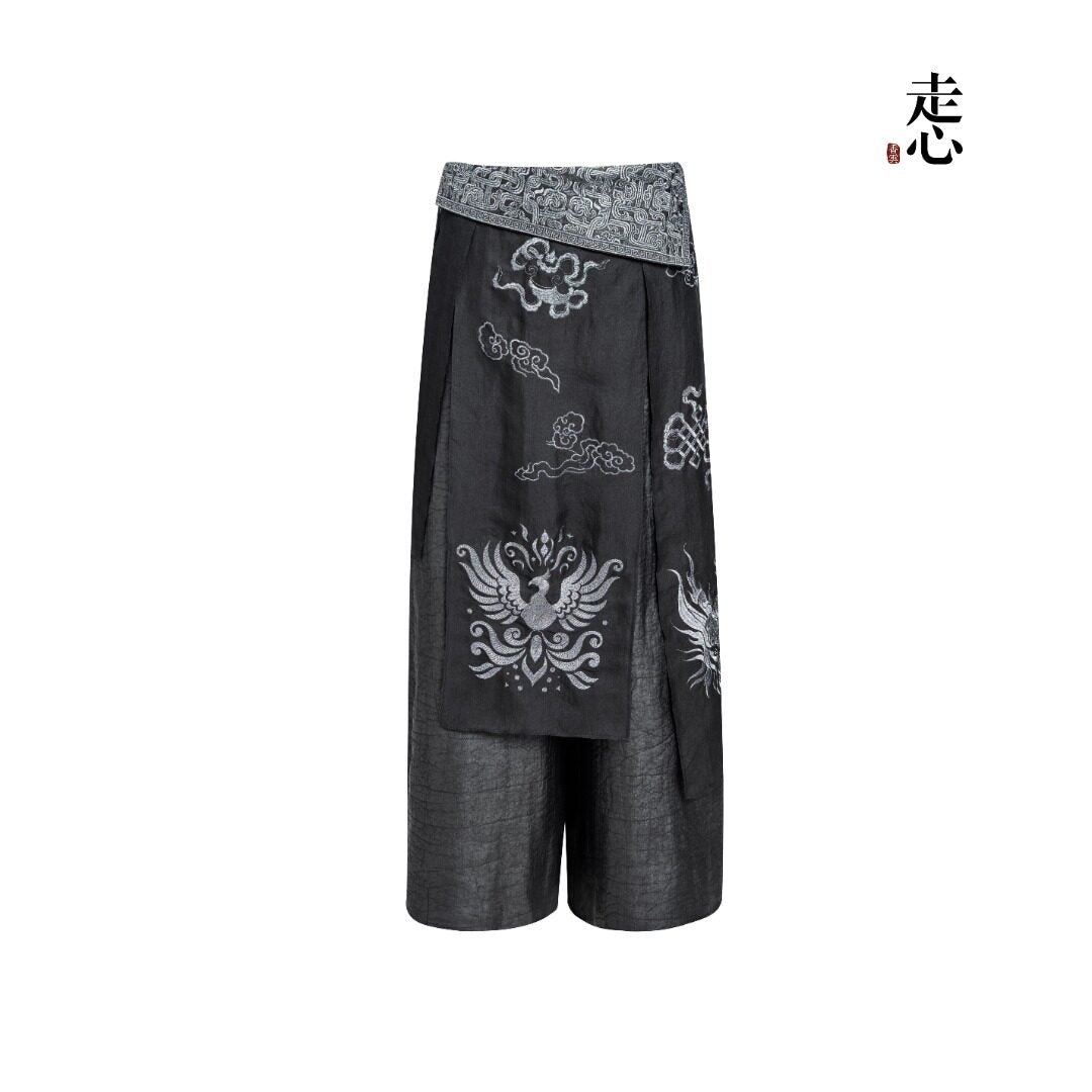 Luxury Phoenix Bronze Silk Wrap Pants-25ZW45F