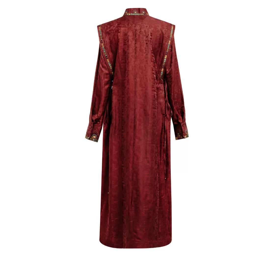 Luxury Red Silk Dunhuang Canopy Maxi Dress-26M66054