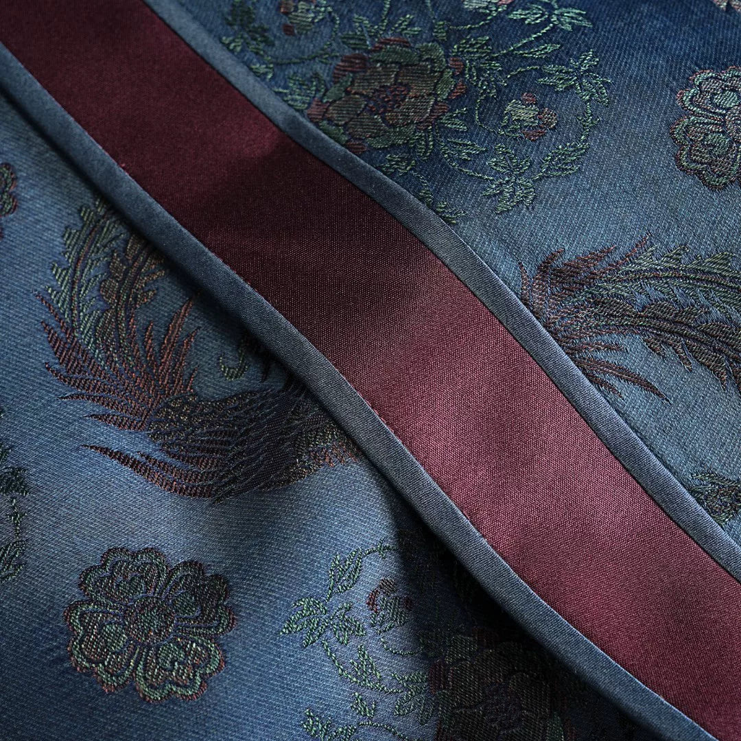 Luxury Blue Song Brocade Shawl Top-26Z2Y318549