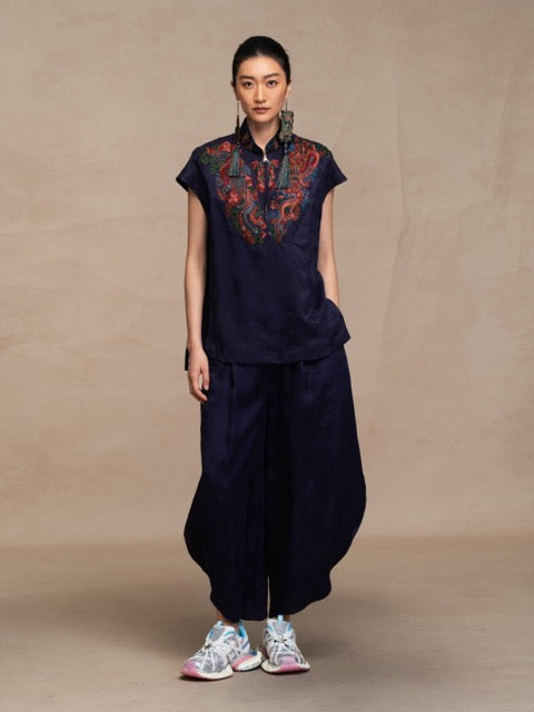 Luxury Dragon & Phoenix Silk Tunic Top-26ZW62F