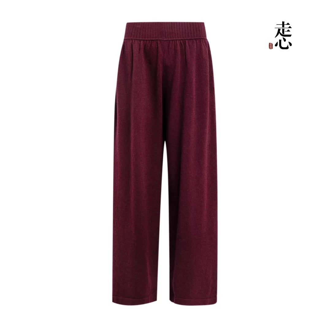 Luxury 465g Cashmere Wide-Leg Knit Pants- 26ZX2607