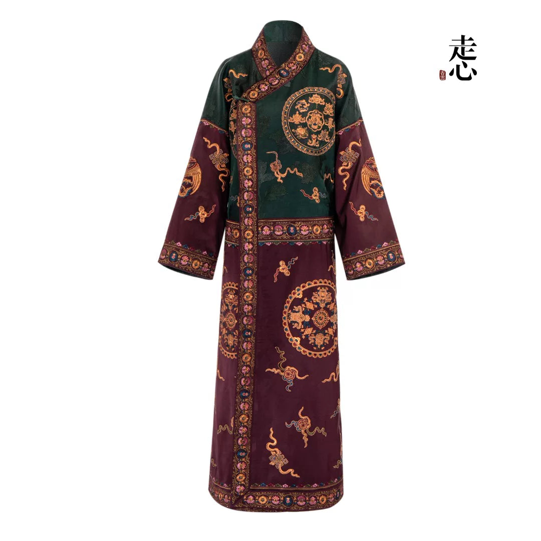 Luxury Teal Song Brocade Mandala Maxi Coat-26ZWT6918