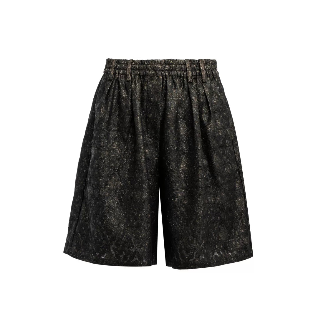 Luxury Black Gold Silk Luo Bermuda Shorts-26M66179