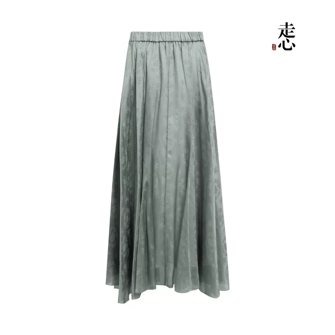 Luxury Silk Organza Jacquard Maxi Skirt- 26Z26214429