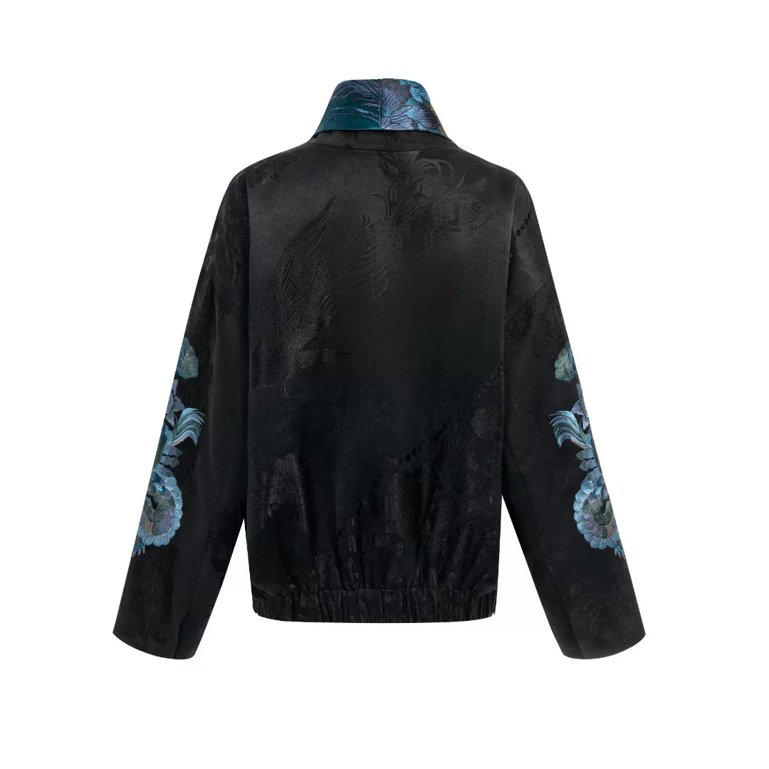 Luxury Black Luoyue Silk Kimono Jacket-26Z138M