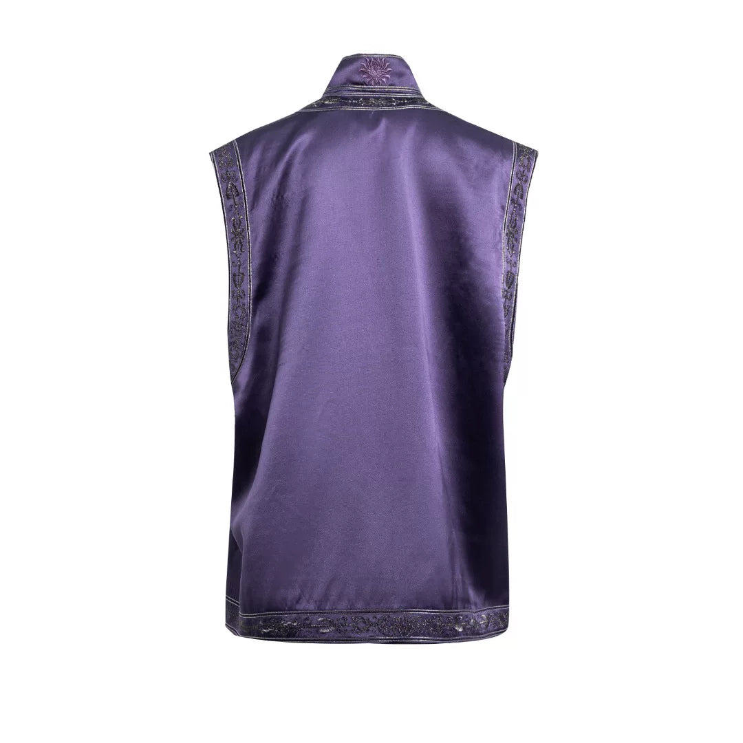 Luxury Violet Twelve Ornaments Silk Vest-26ZMJ6623