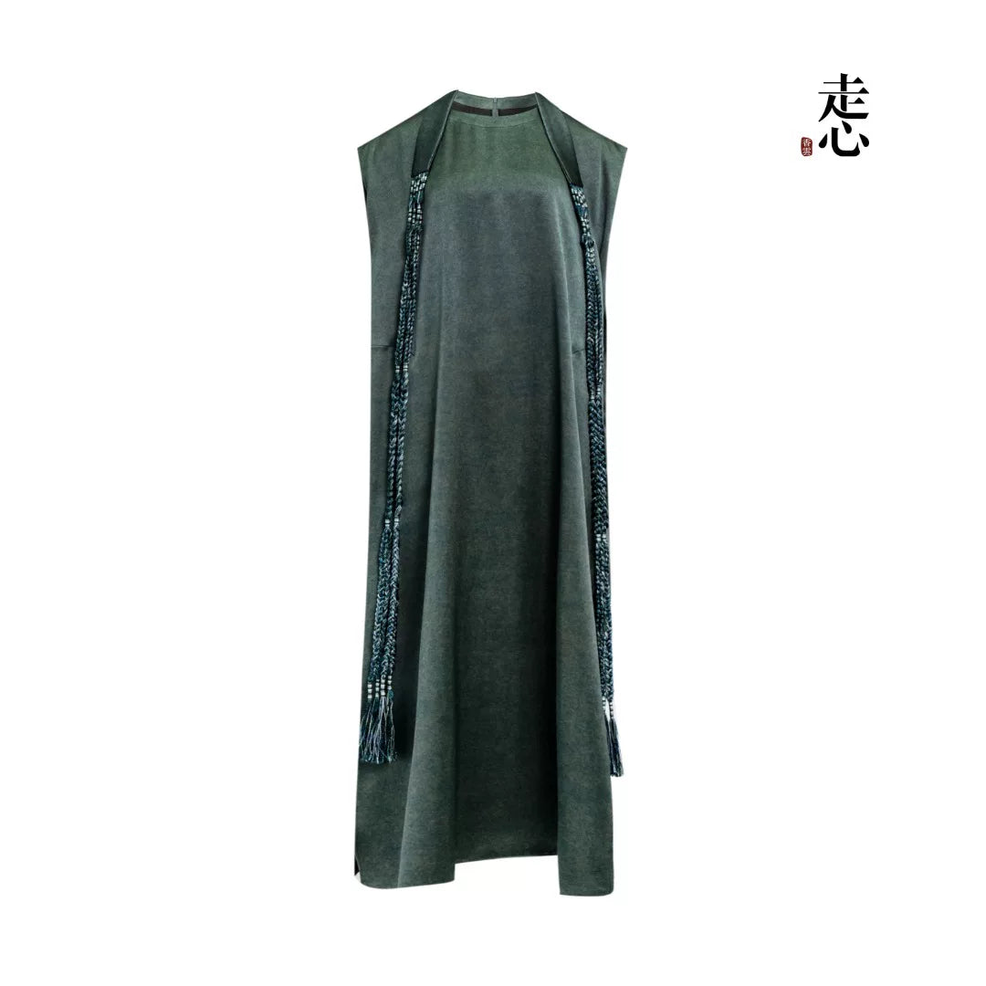 Luxury Grey Smudged Silk Maxi Gown-26M66149