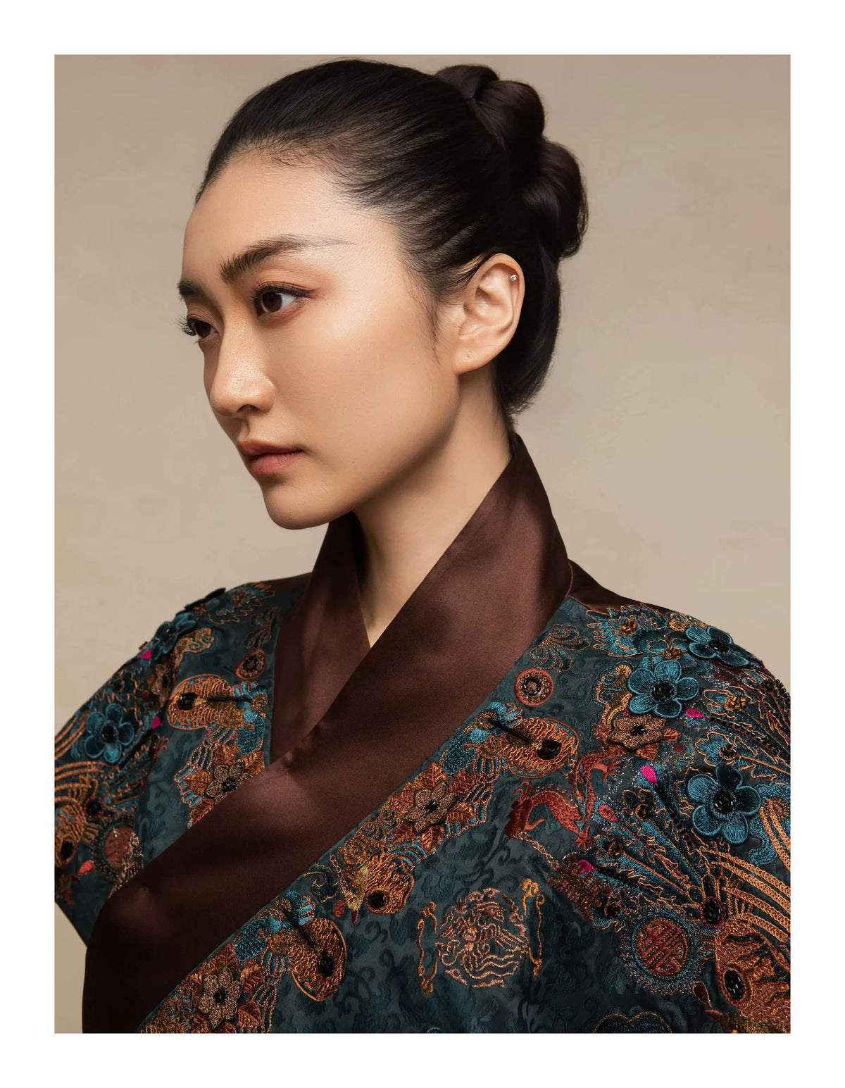 Luxury Peacock Silk Phoenix Coronet Vest-25ZMJ5908