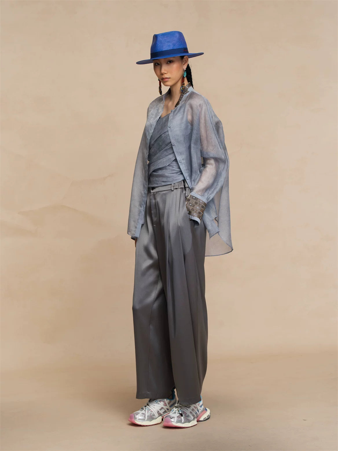Luxury Green Silk Organza Mandarin Shirt-25ZY51360051