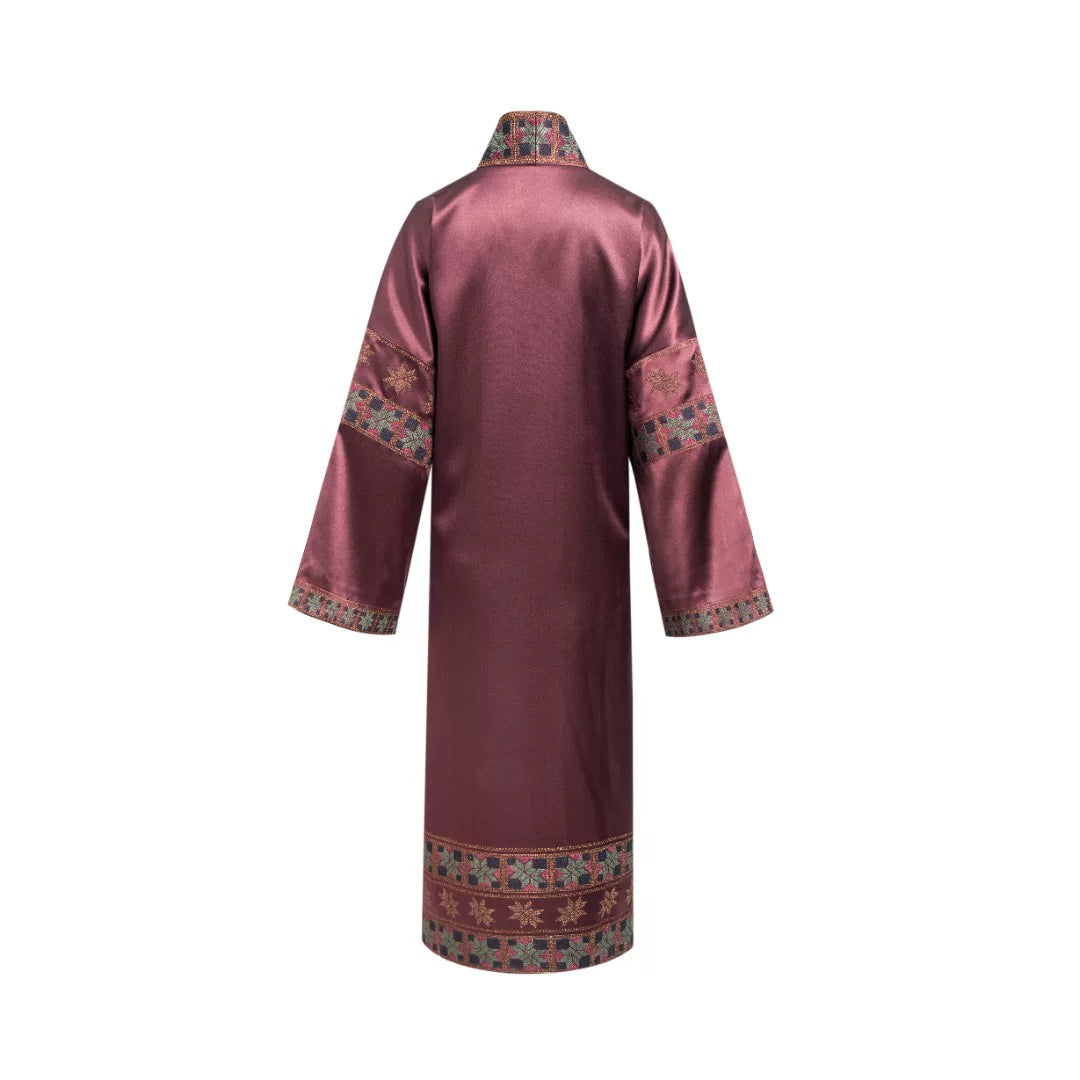 Luxury Bronze Heavy Silk Octagram Maxi Coat-25ZWT6101