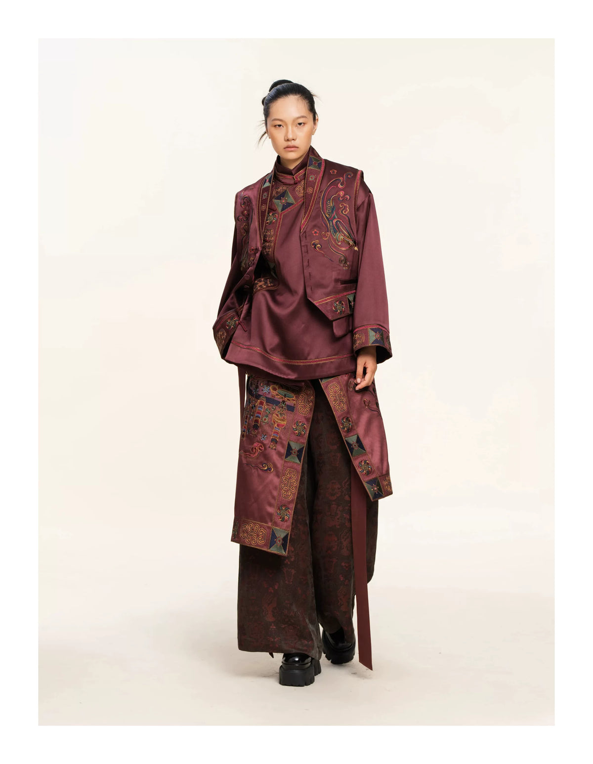 Luxury Dunhuang Silk Layered Palazzo Pants-25ZKZ5877