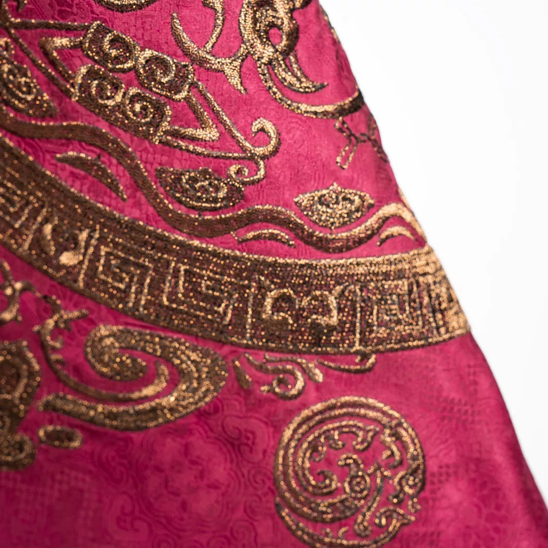 Luxury Magenta Silk Brocade Tunic Top-25ZW63F