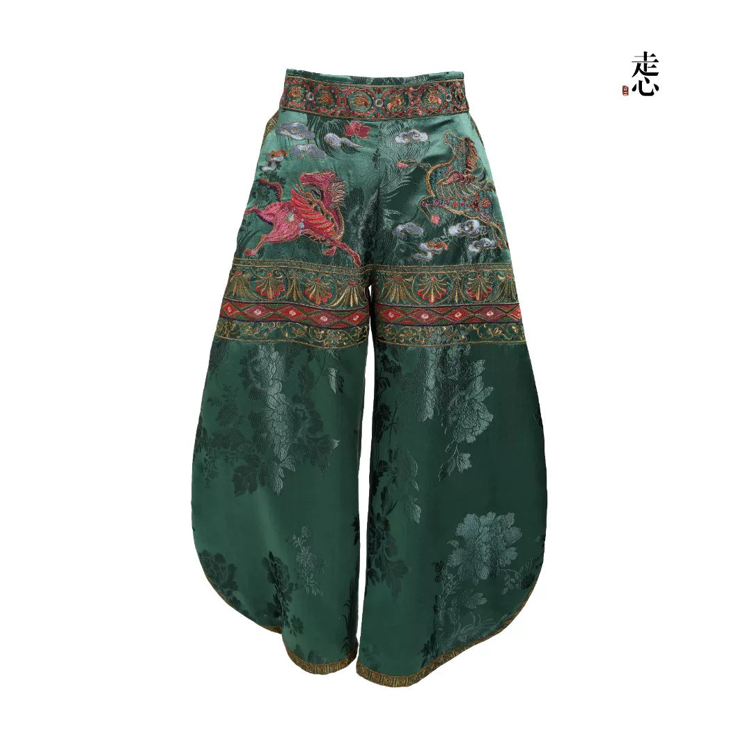 Luxury Purple Pegasus Silk Brocade Pants-26ZX8001
