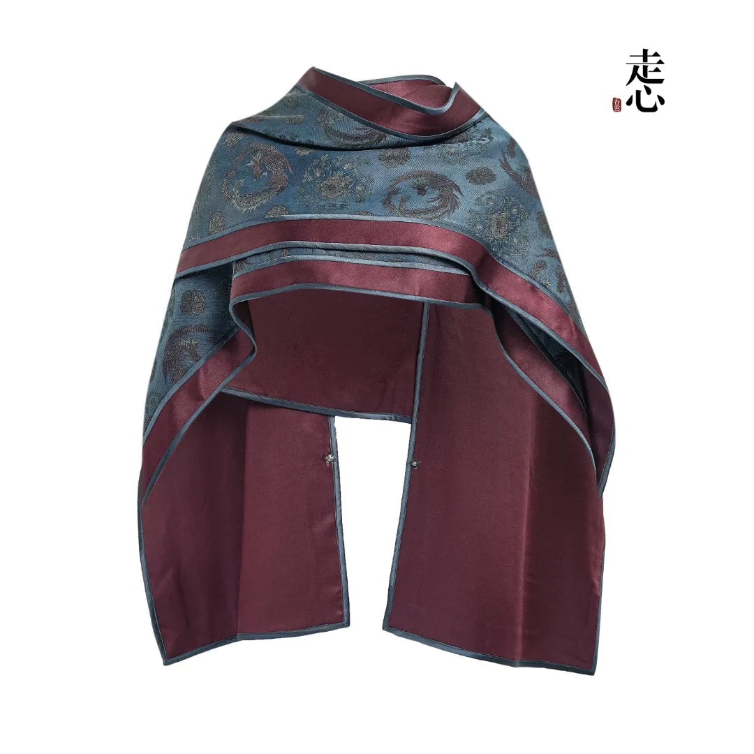 Luxury Blue Song Brocade Shawl Top-26Z2Y318549