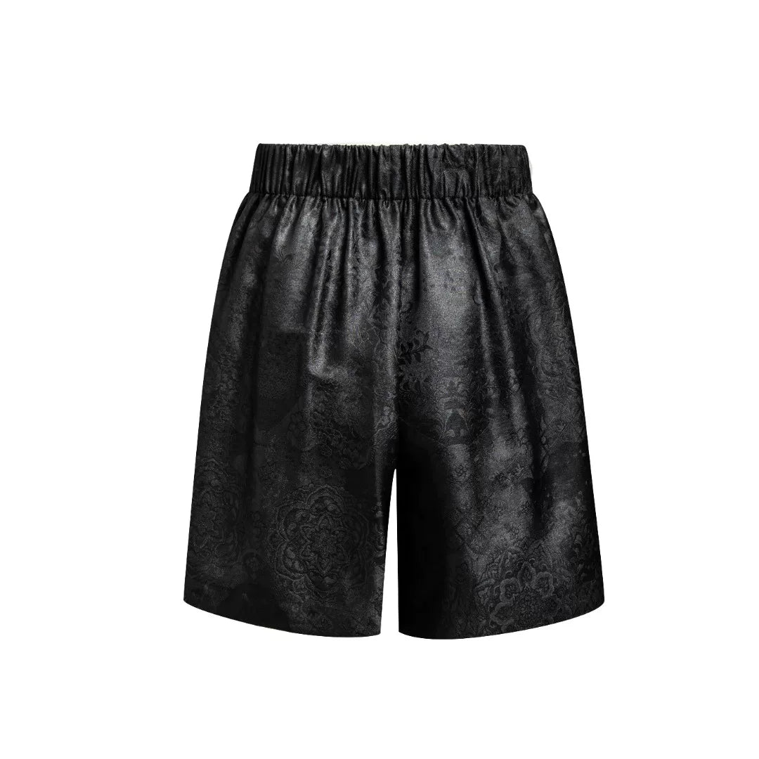 Luxury Black Silk Jacquard Bermuda Shorts-26Z26111849