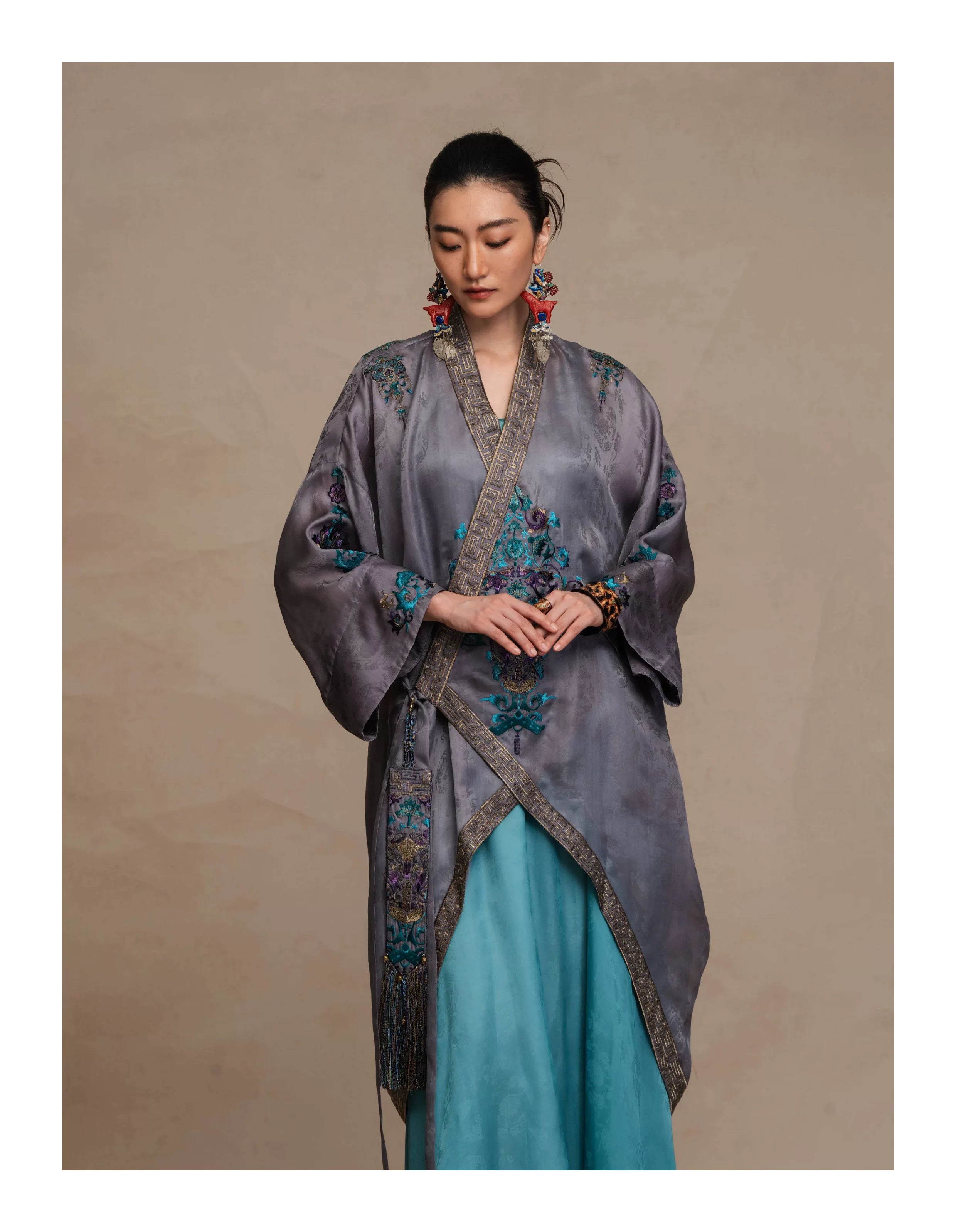 Luxury Silk Organza Porcelain Cardigan- 26Y06901