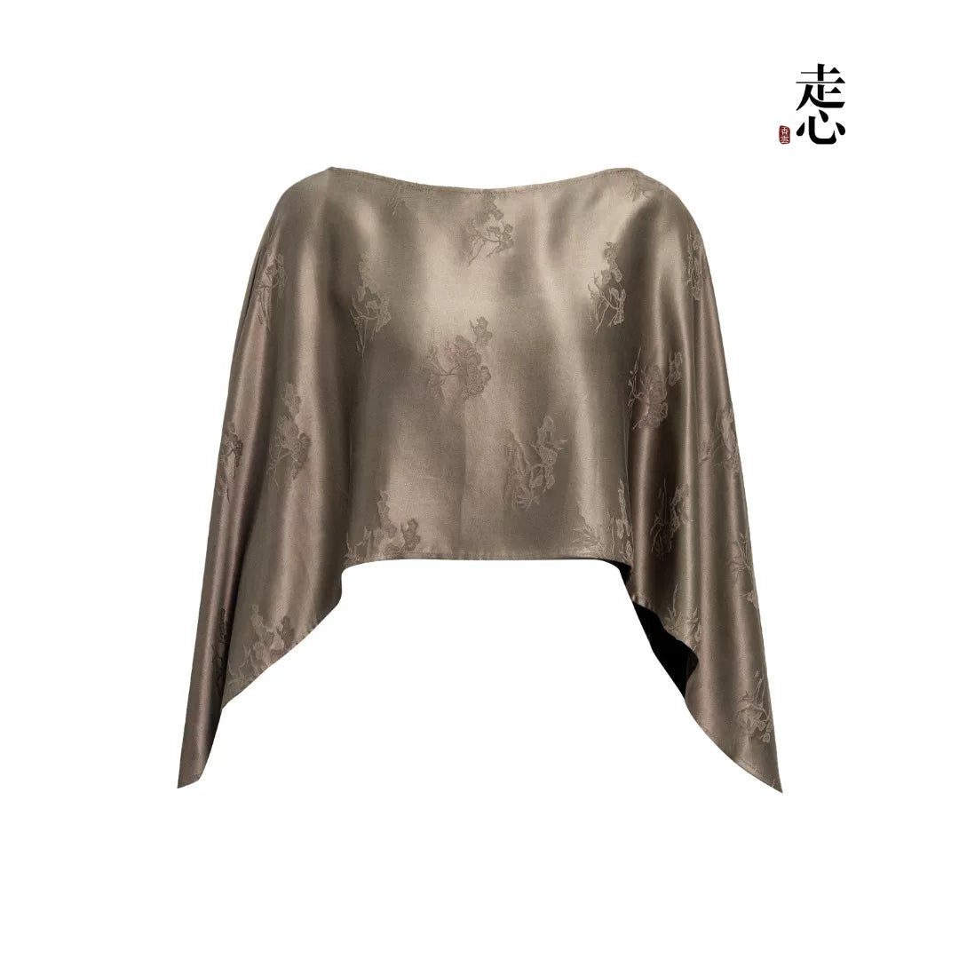 Luxury Azurite Silk Jacquard Cloud Capelet-26M66172