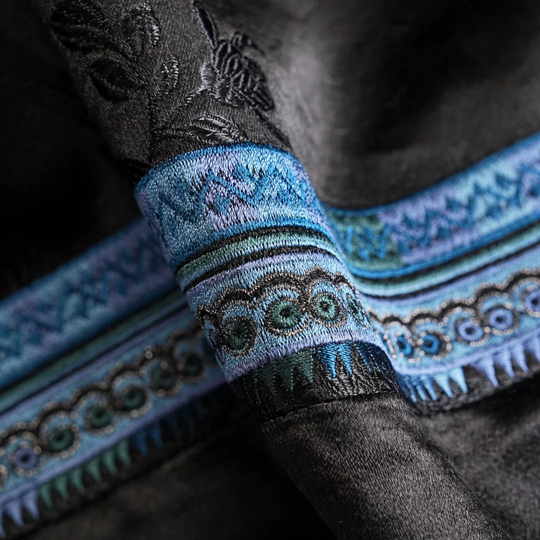 Luxury Black Luoyue Silk Palazzo Pants-26Z155M