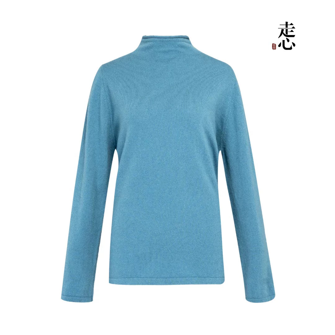 Luxury Blue 270g Pure Cashmere Sweater-26ZX2605
