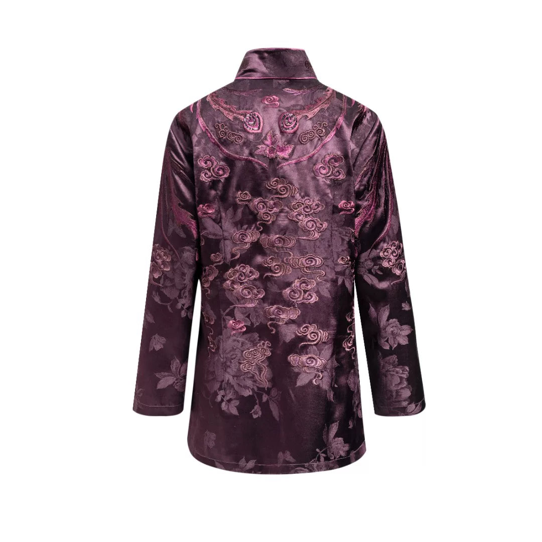 Luxury Twin Phoenix Heavy Silk Blazer-25ZWT6139