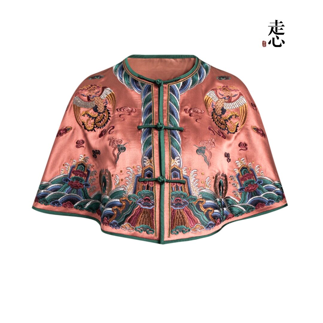 Luxury Pink Rainbow Cloud Silk Capelet-26ZMJ6276