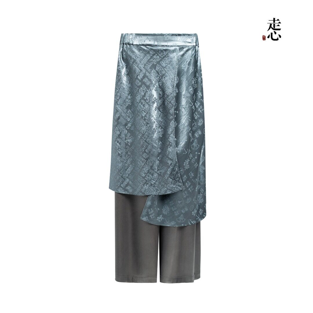 Luxury Twelve Emblems Silk Layered Pants-26Z26211809