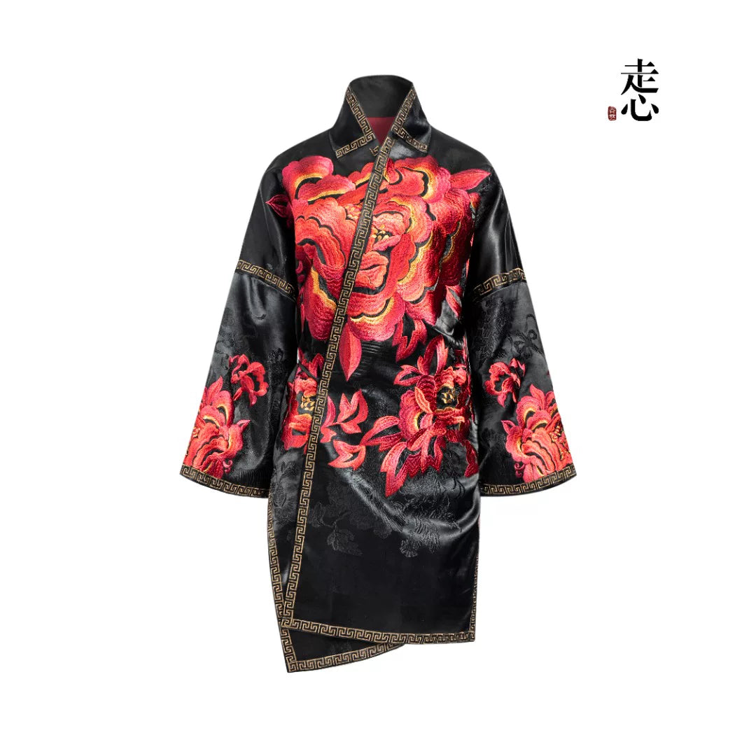 Luxury Silk Kasaya Robe Blooming Peony-25ZWT6046