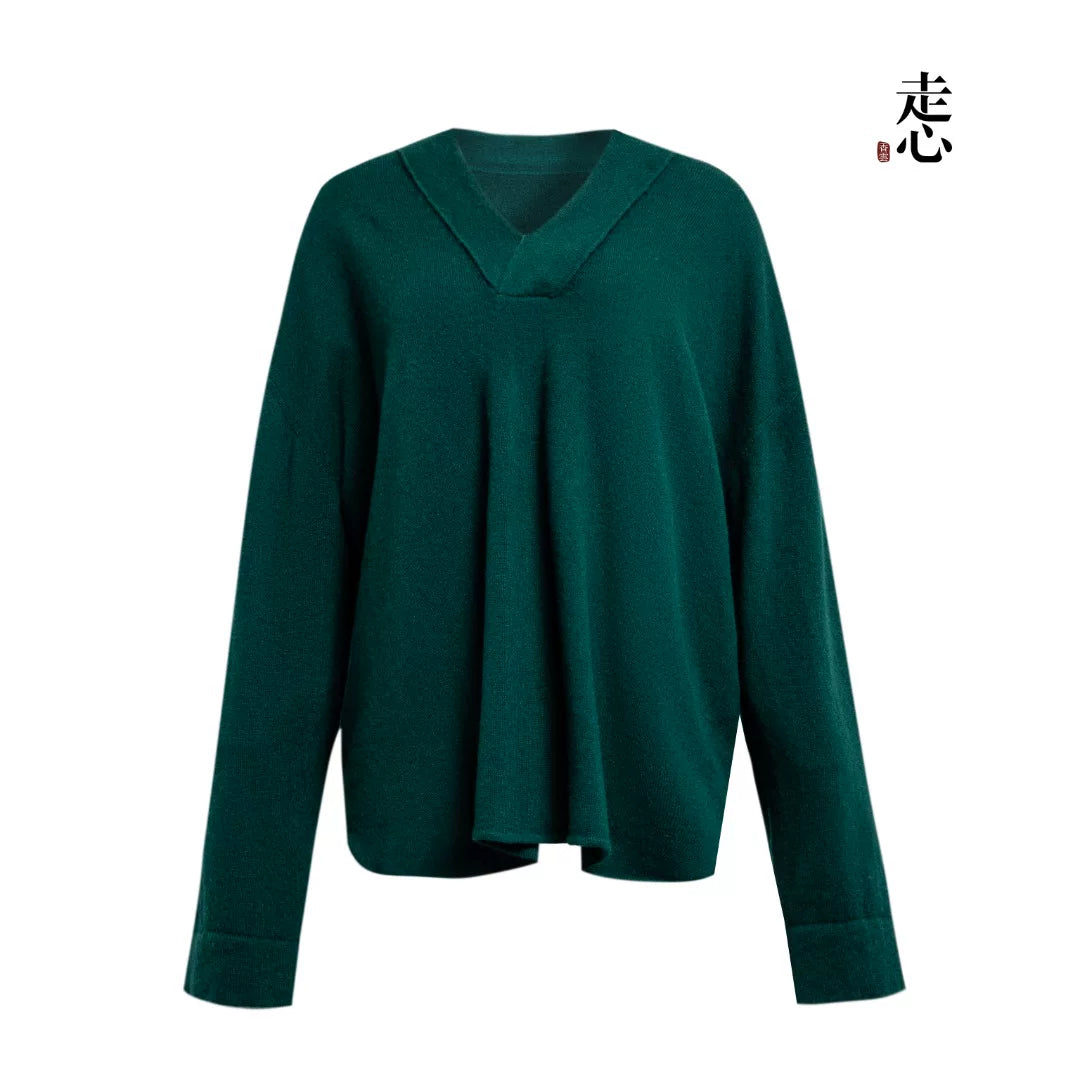 Luxury 290g Pure Cashmere V-Neck Sweater-26ZX2606