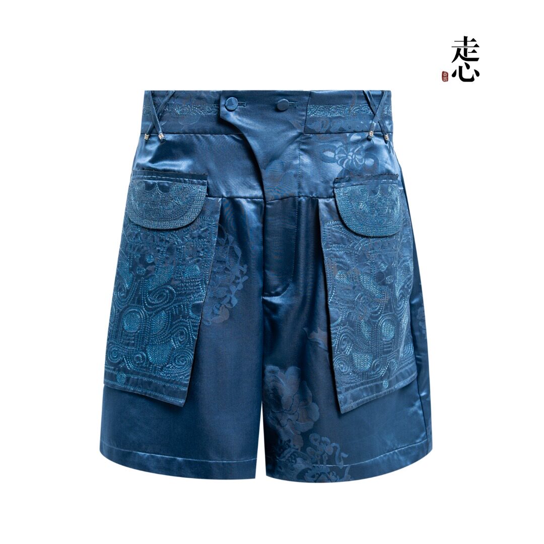 Luxury Peony Silk Jacquard Bermuda Shorts-26Z06001