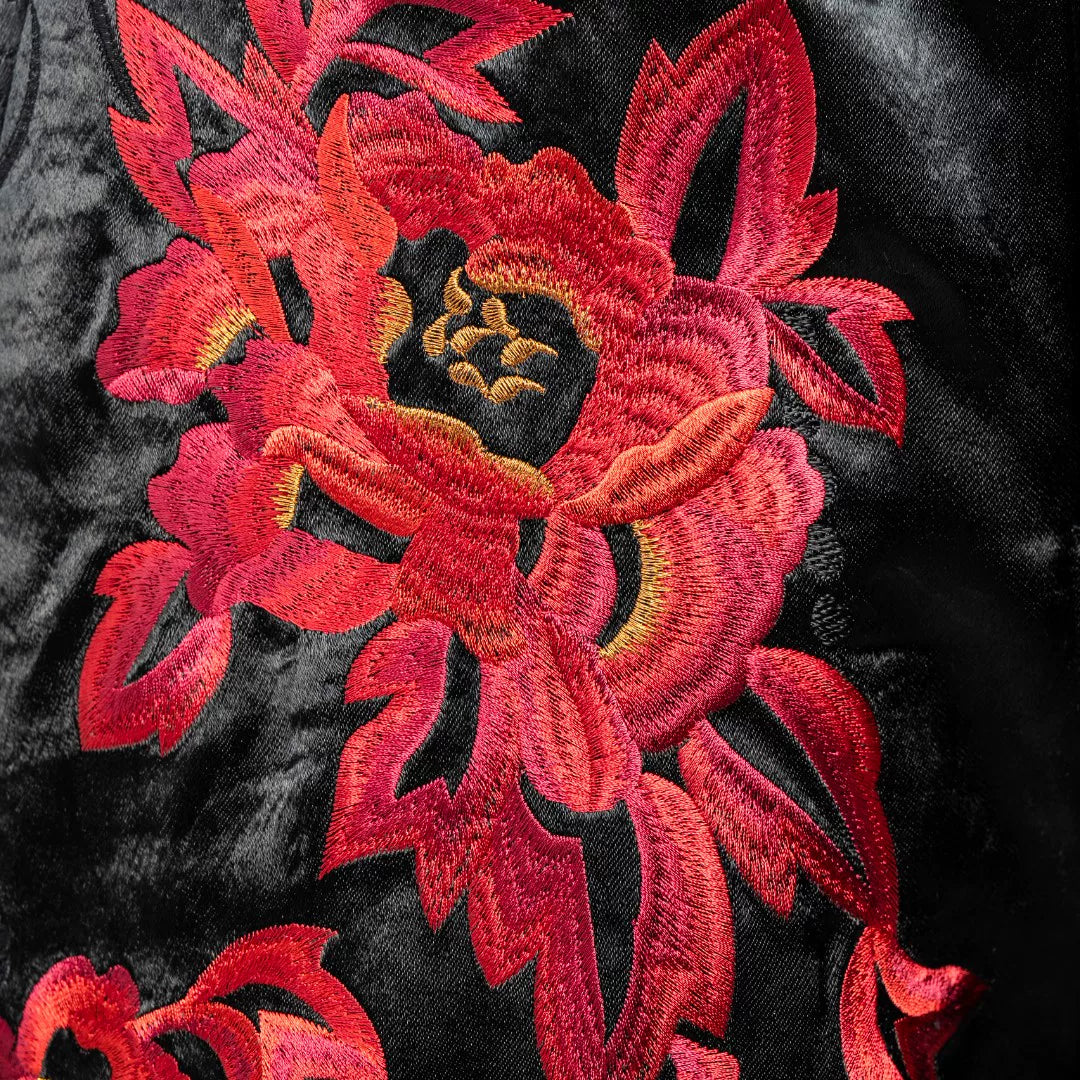 Luxury Silk Embroidered Shorts Peony- 25ZKZ6099