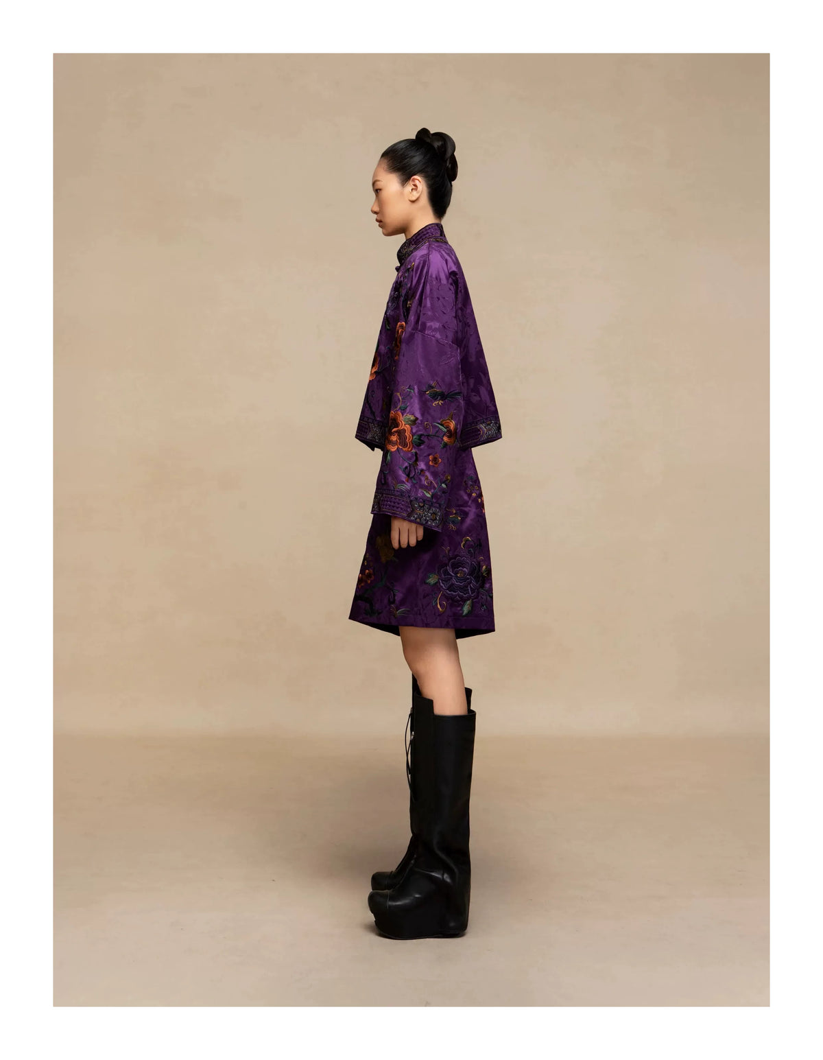 Luxury Imperial Violet Silk Brocade Shorts-25ZKZ6121