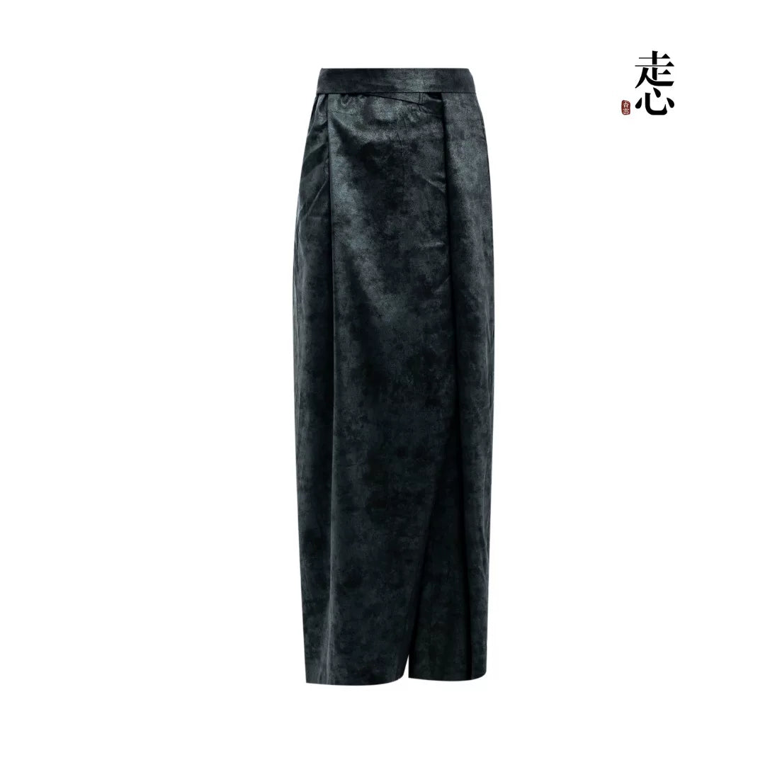 Luxury Bronze Gilded Silk Wrap Pants-26Z2Y211259
