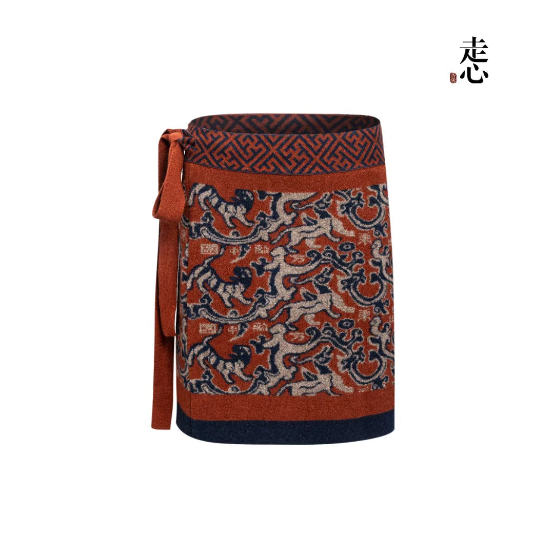 Luxury 440g Cashmere Celestial Wrap Skirt-25ZX2517