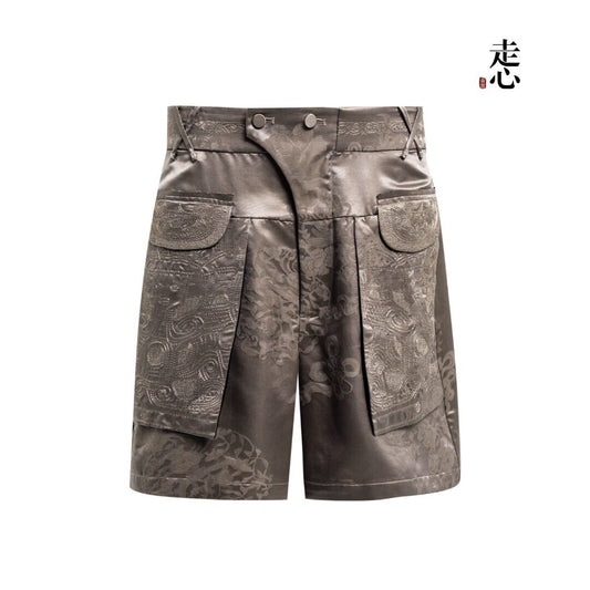 Luxury Peony Silk Jacquard Bermuda Shorts-26Z06001