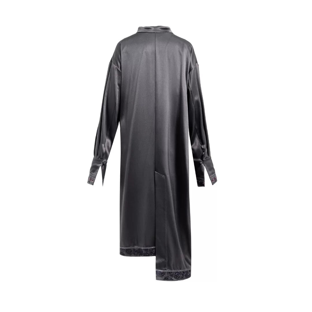 Luxury Purple Silk Twelve Ornaments Trench-26ZLY6671