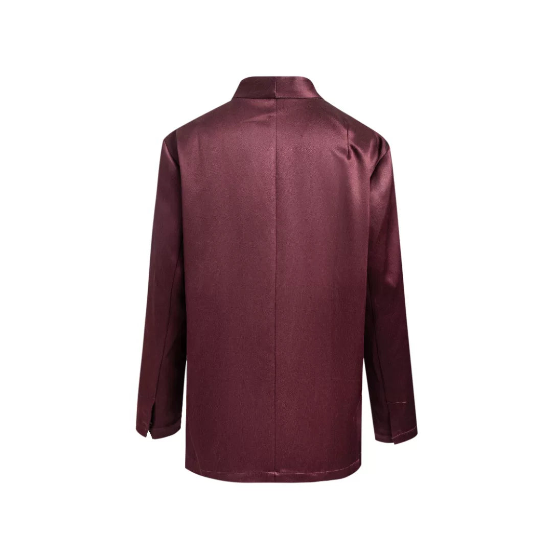 Luxury Carmine Heavy Silk Mandarin Jacket-25Z26419059