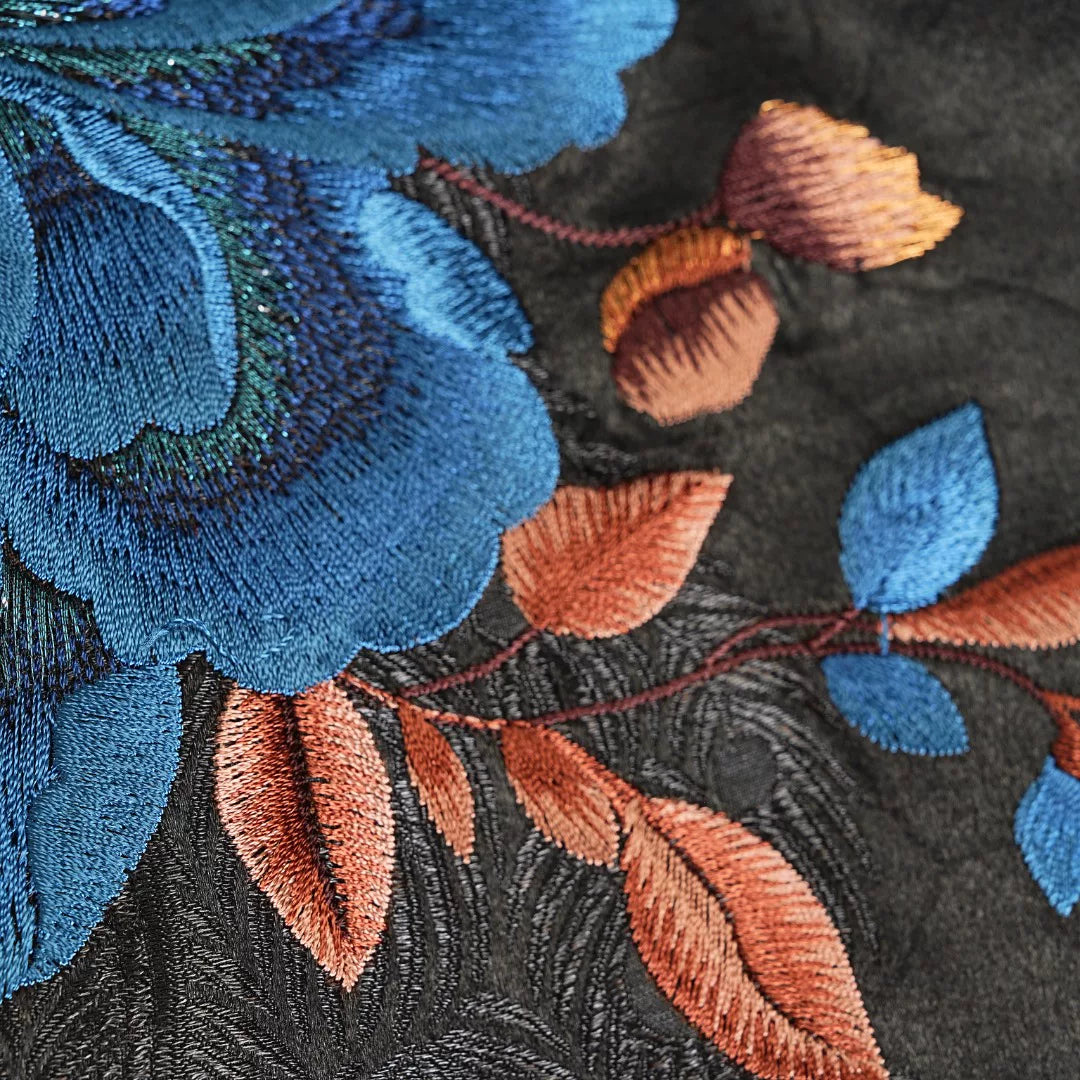 Luxury Black Phoenix Silk Crossover Blazer-26ZWT6844