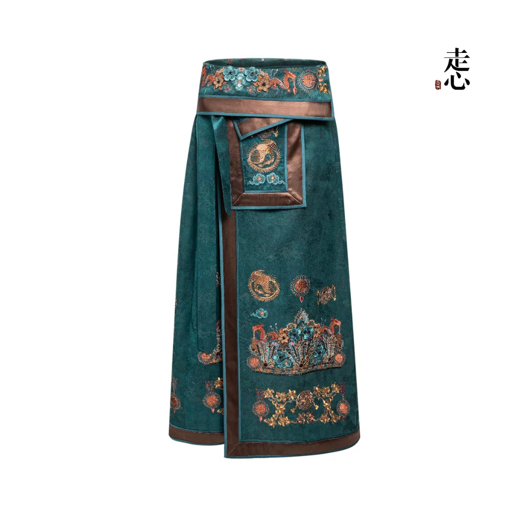 Luxury Peacock Silk Phoenix Coronet Skirt-25ZDQ5790