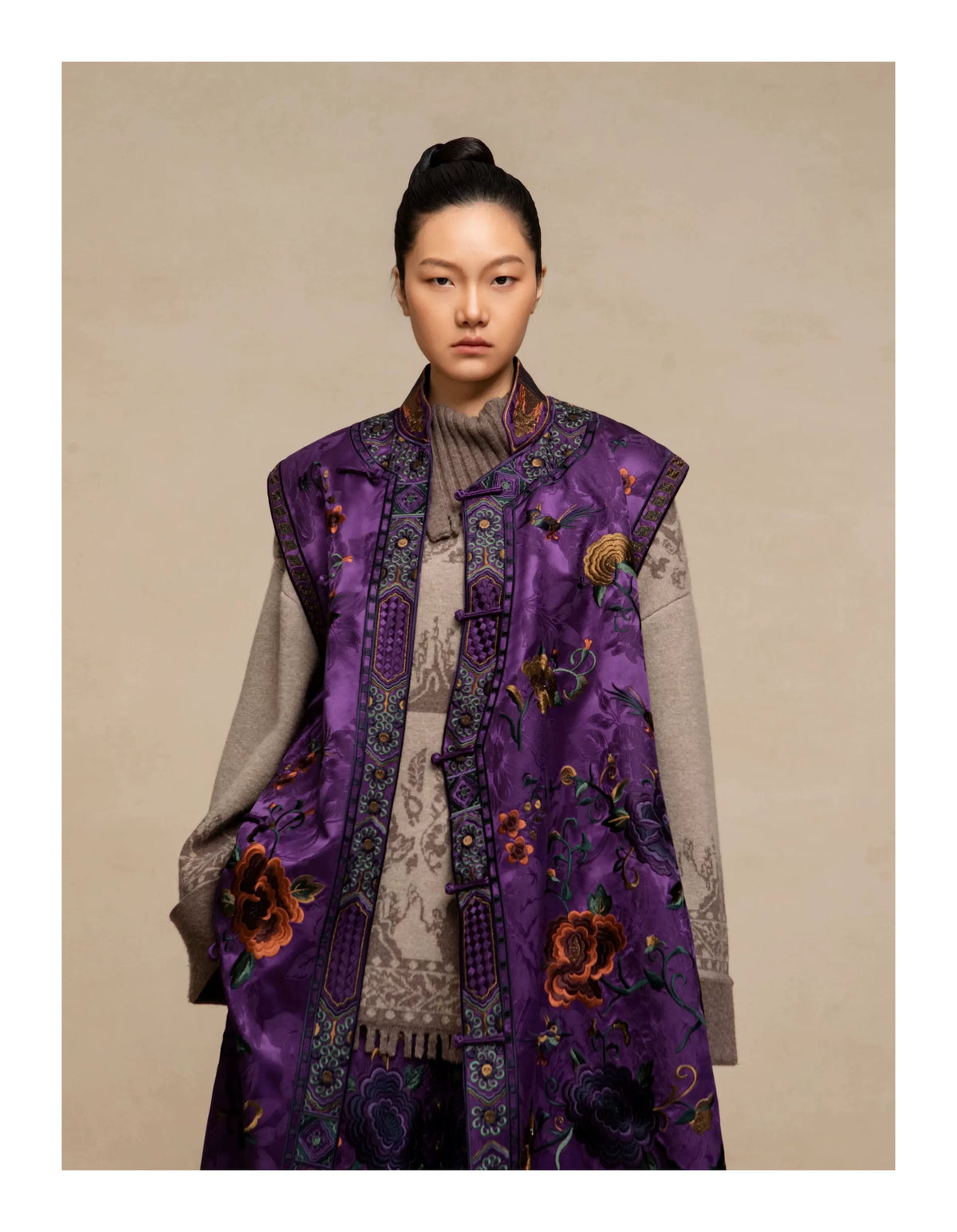 Luxury Imperial Violet Silk Cheongsam Dress-25ZMJ6092