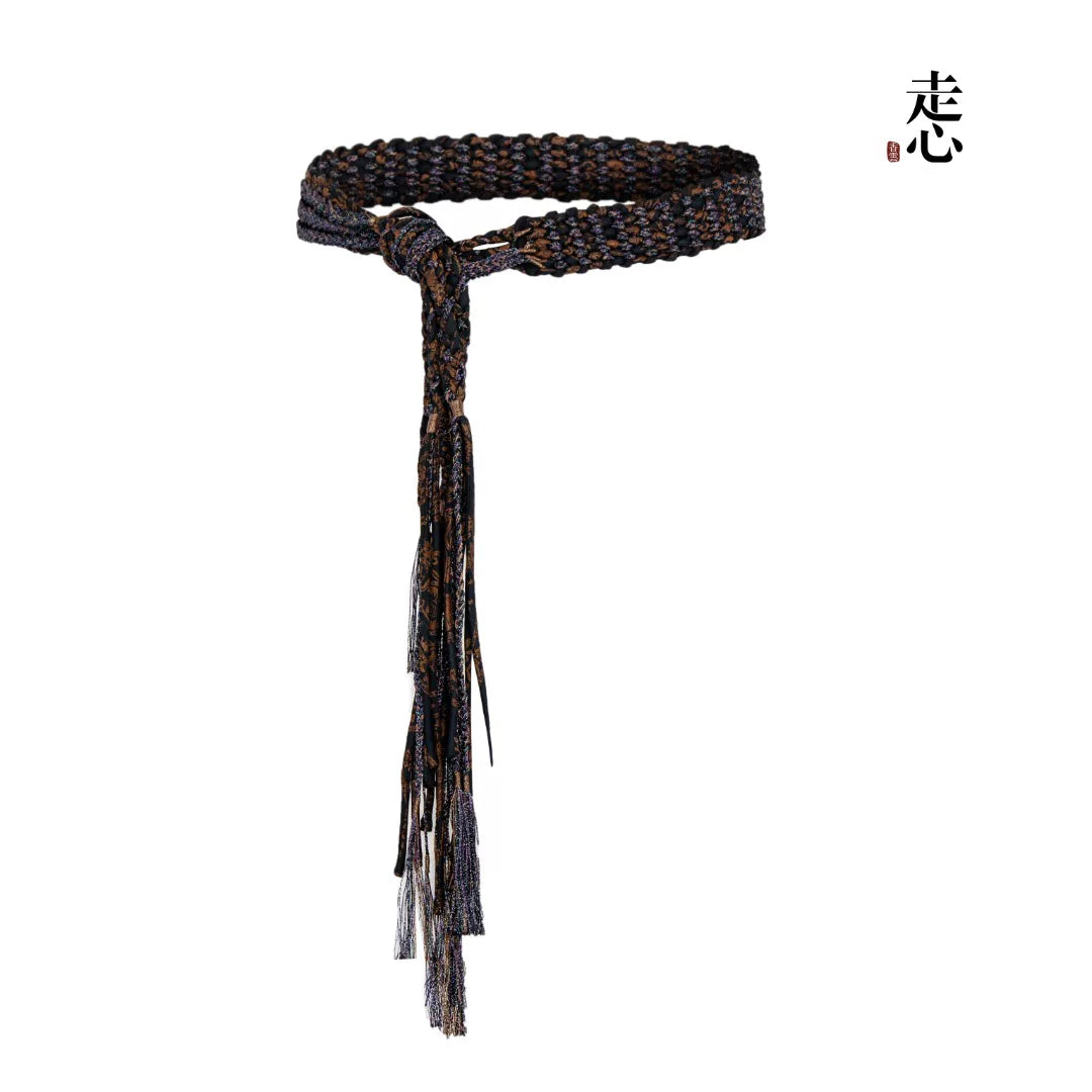 Luxury Hand-Braided Silk Tassel Belt-26ZDG701