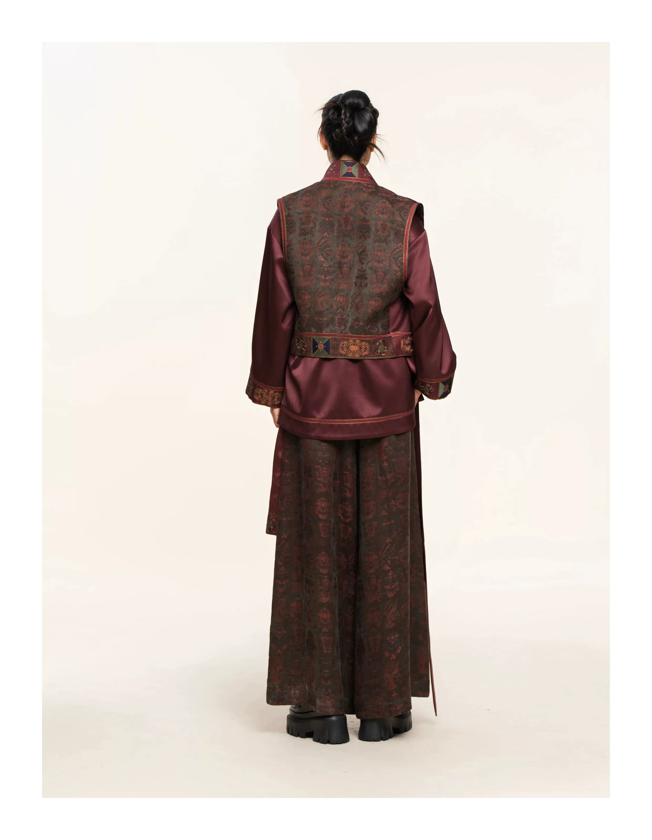 Luxury Dunhuang Silk Layered Palazzo Pants-25ZKZ5877