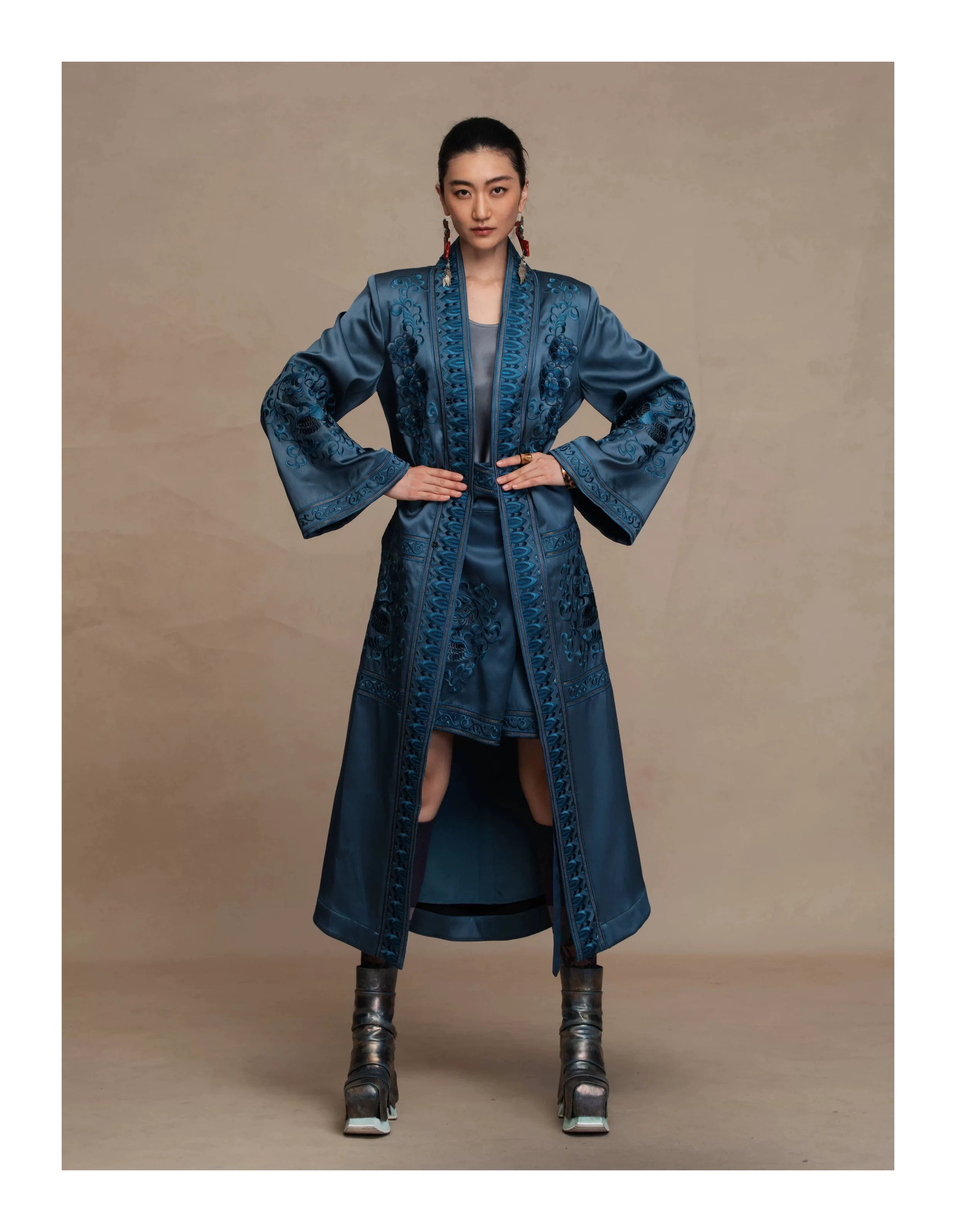 Luxury 60 Momme Silk Phoenix Wrap Skort- 26ZKZ6676
