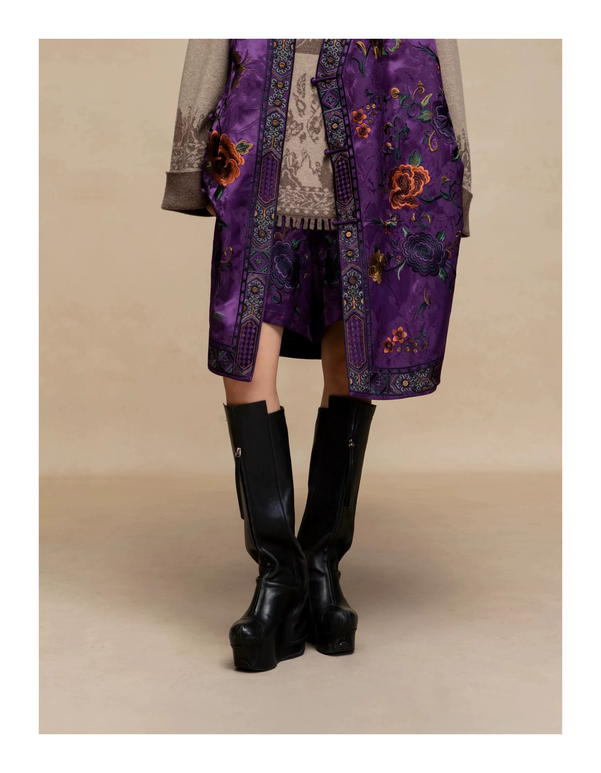 Luxury Imperial Violet Silk Cheongsam Dress-25ZMJ6092