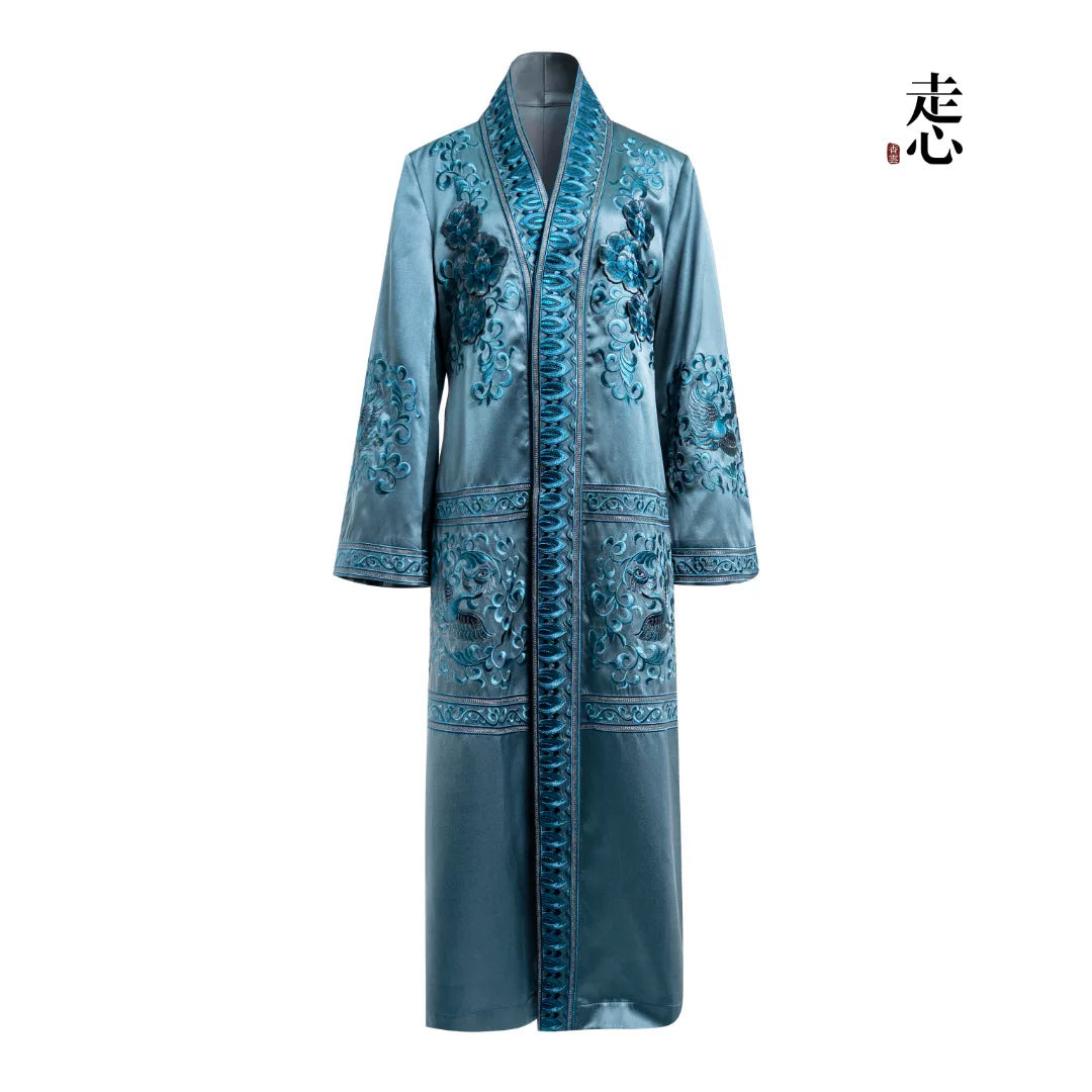 Luxury 60 Momme Silk Trench Coat Duster- 26ZWT6710
