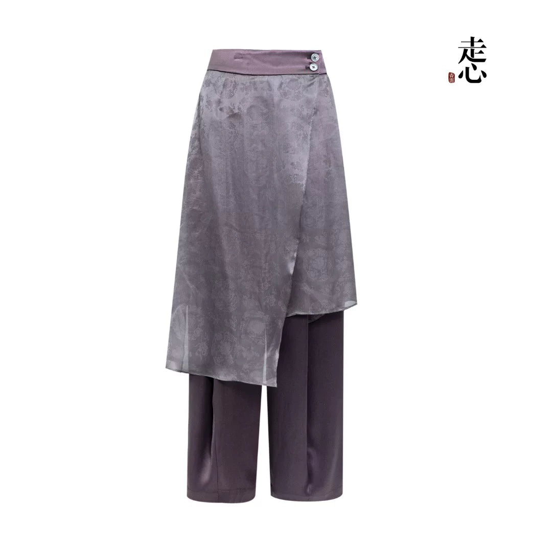 Luxury Layered Silk Organza Wide-Leg Pants- 26Y06501