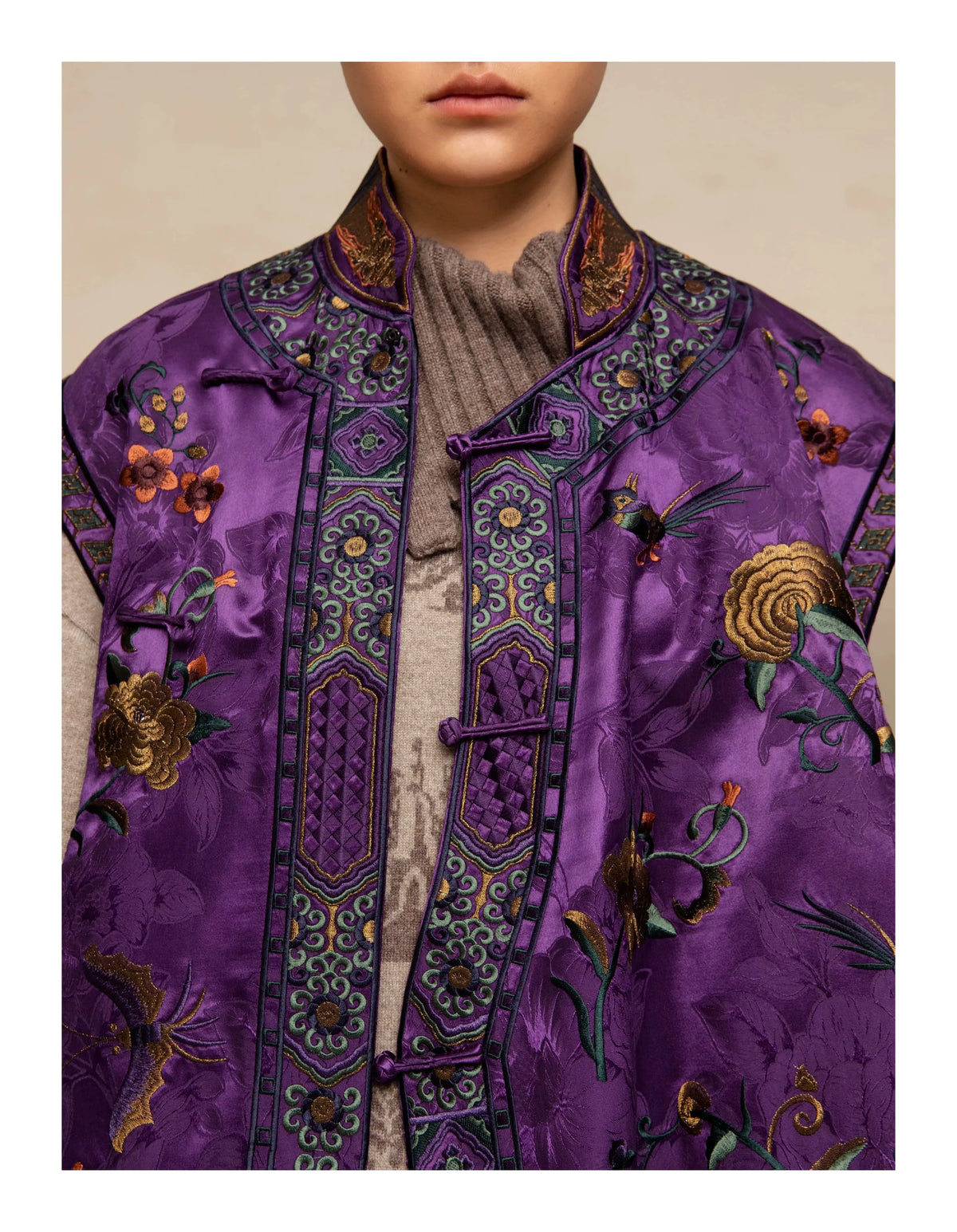 Luxury Imperial Violet Silk Cheongsam Dress-25ZMJ6092