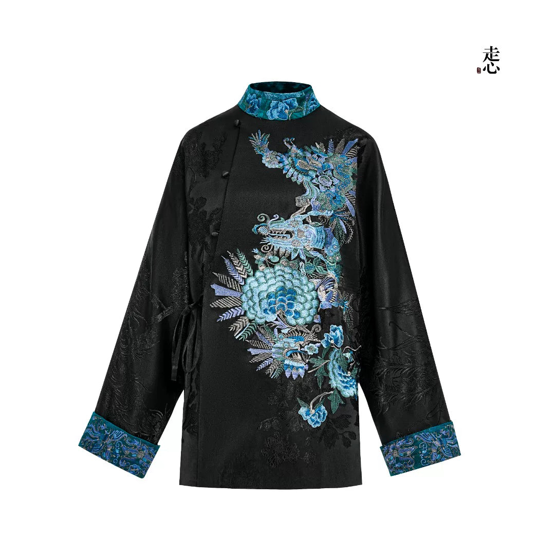 Luxury Black Luoyue Silk Wrap Jacket-26Z141M
