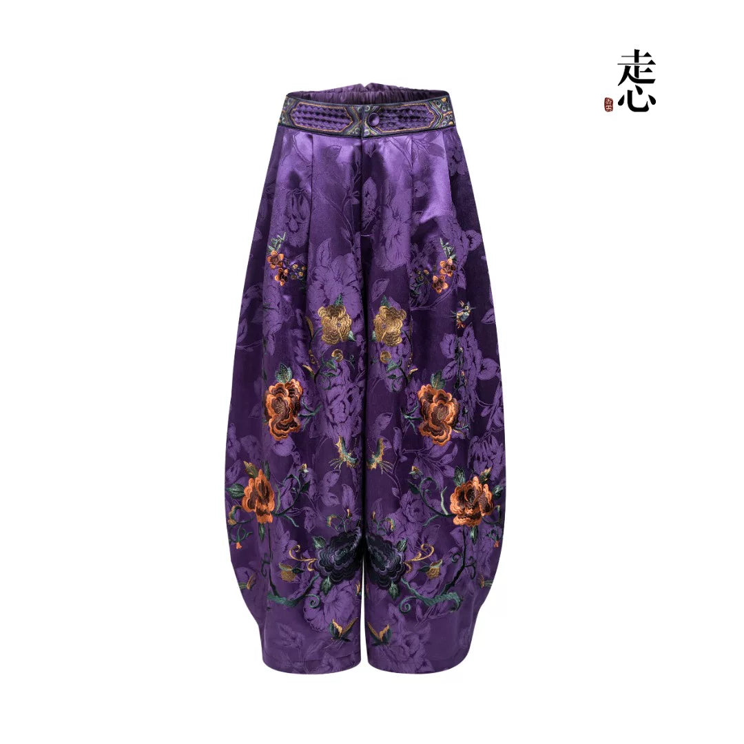 Luxury Imperial Violet Silk Balloon Pants-25ZKZ6090
